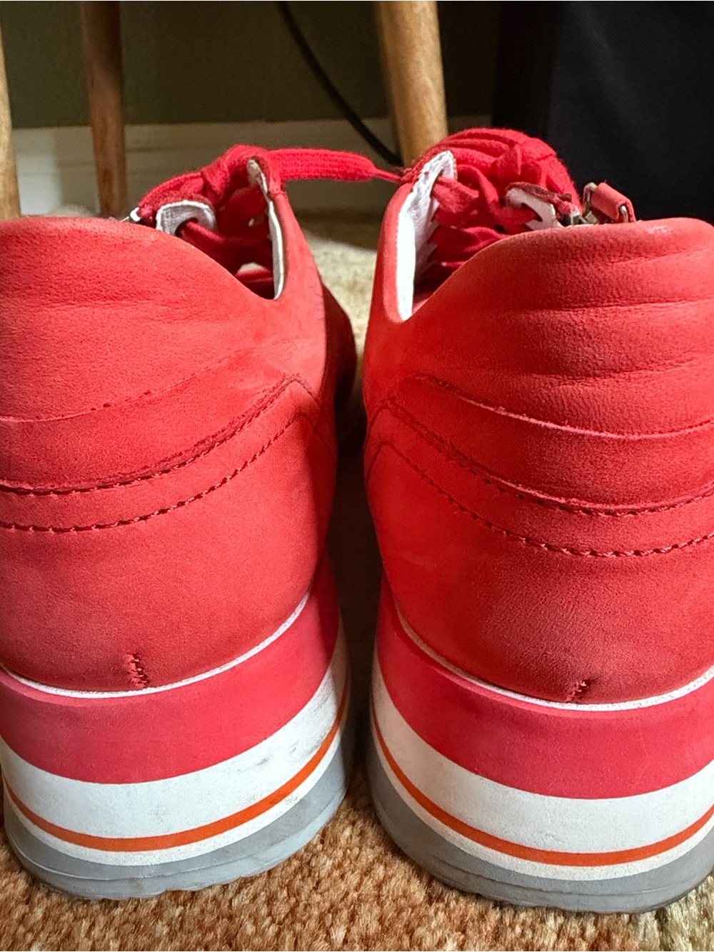 Mephisto OLIMPIA- Cranberry Red Suede Platform Sneaker with Side Zipper - Picture 16 of 16